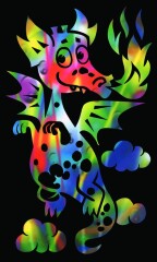 Drachen - Mini Kratzbild Regenbogen