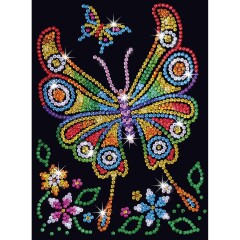 Farbenfrohes Paillettenbild Schmetterling, 28x37x4cm...