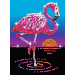 Anmutiges Flamingo Sequin Art Red Bild, 28x37x4cm...